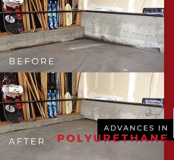 Before and after garage floor leveling