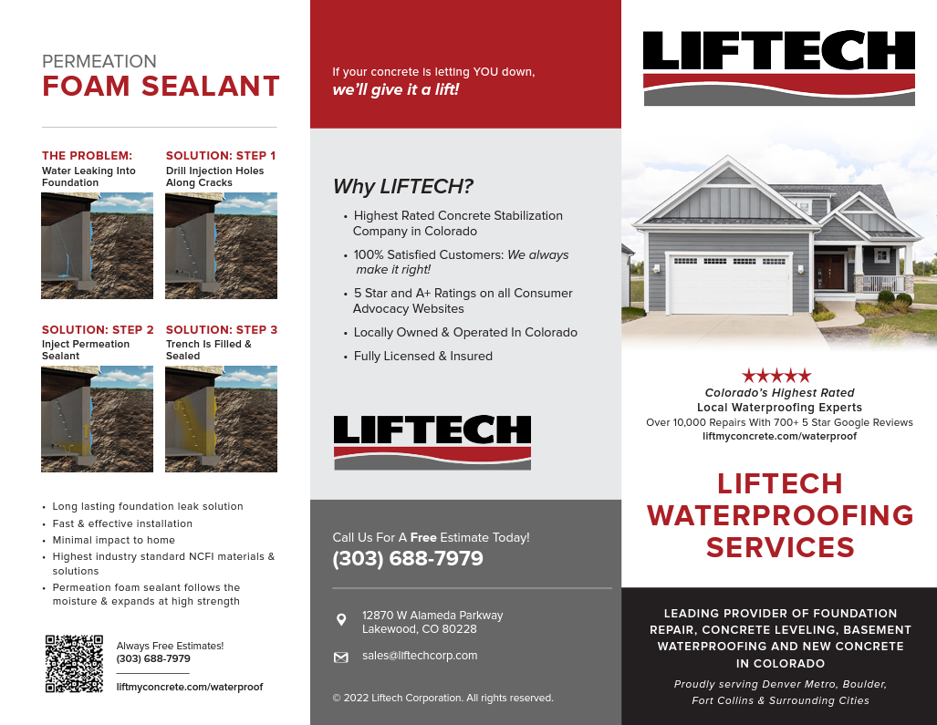 Liftech's Waterproofing Brochure Front 2023 