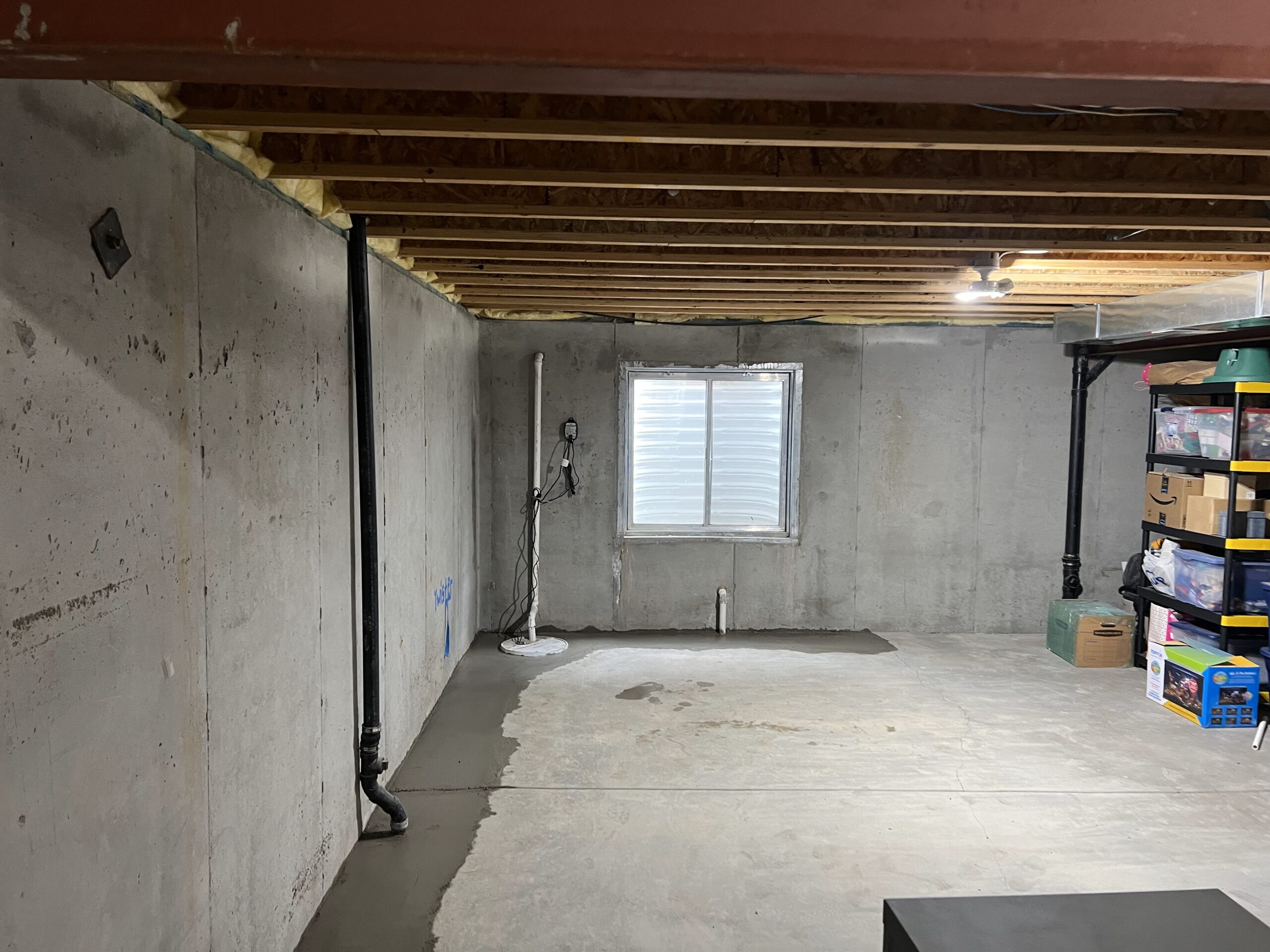 Waterproofing System Installed in a Basement