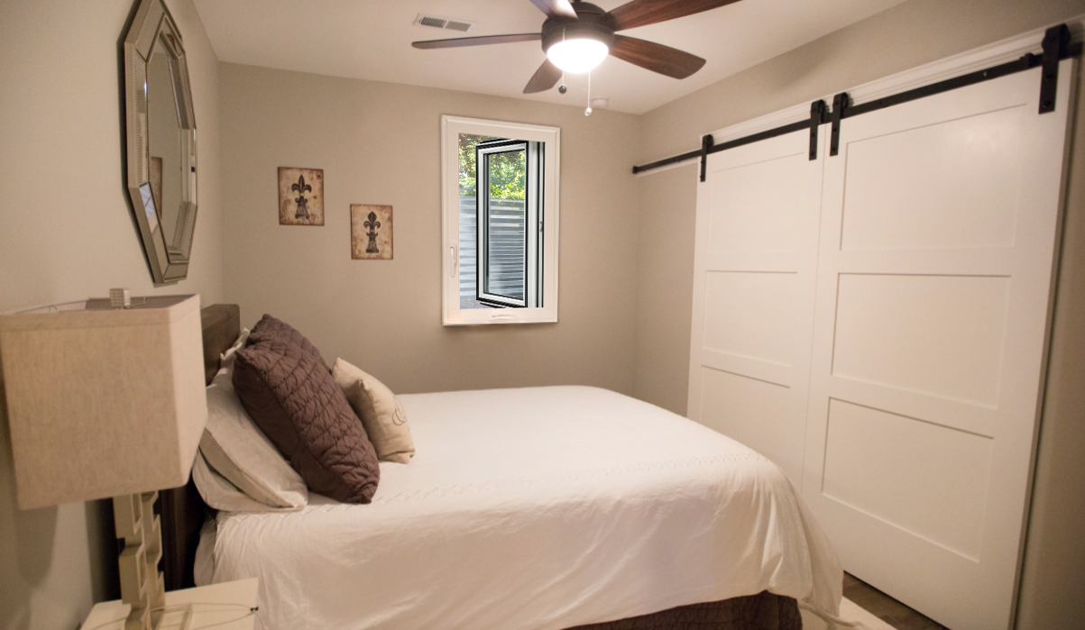 Finished Basement Bedroom with an egress window