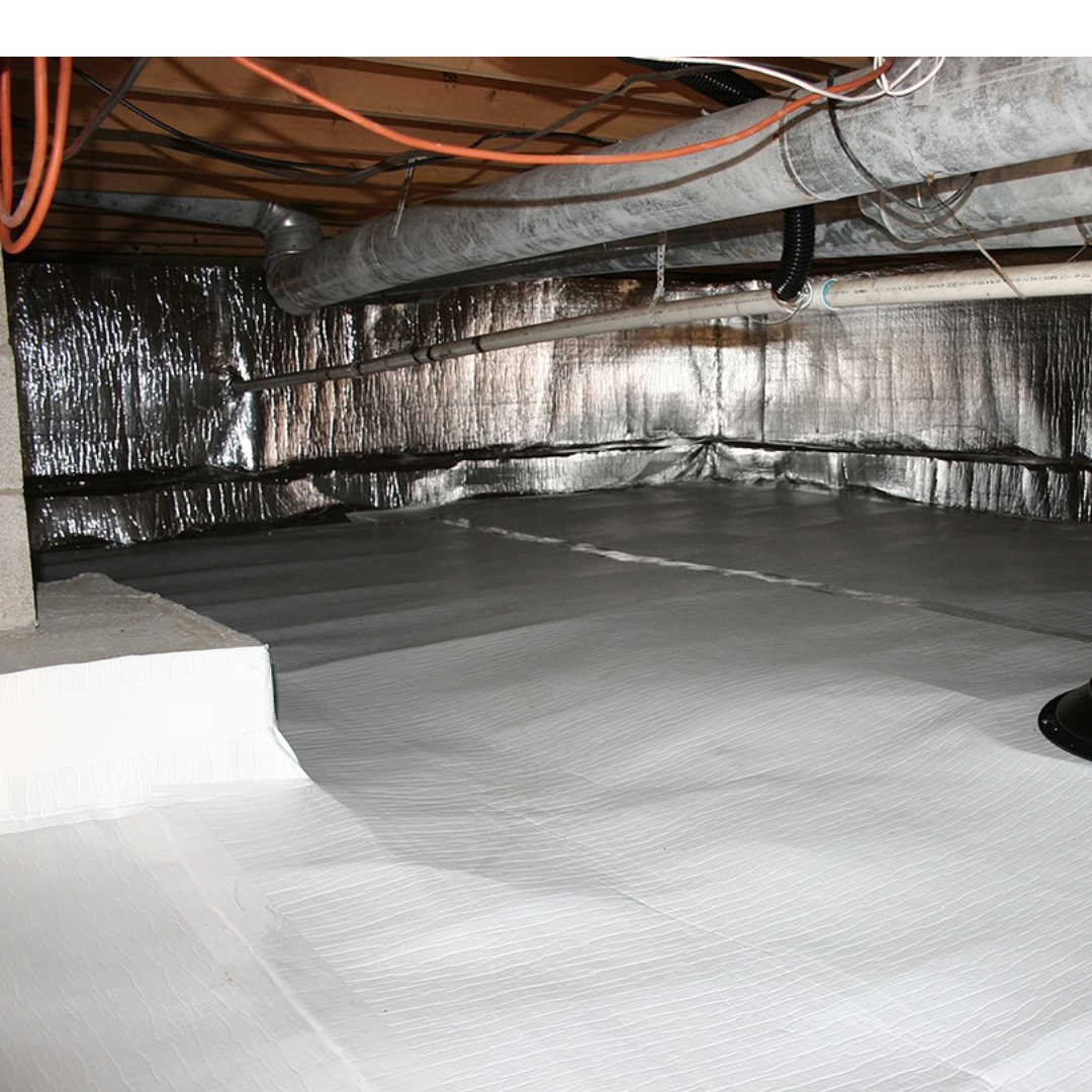A sealed, insulated, and encapsulated crawl space